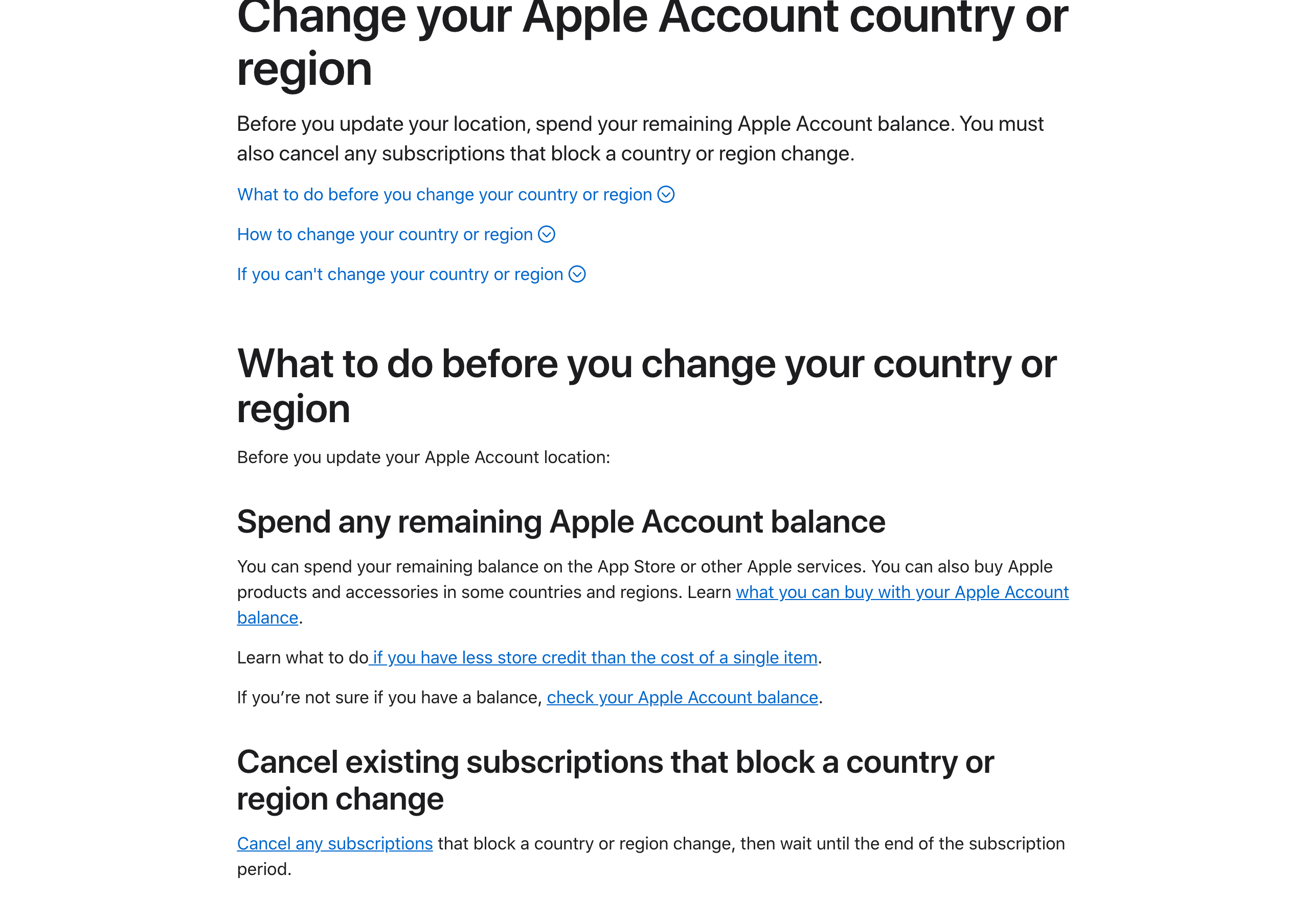 Apple 官方改区支持页实拍
